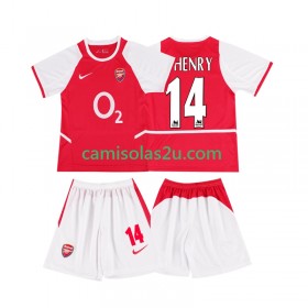 Camisolas de futebol Arsenal Thierry Henry 14 2003 Retro Criança Equipamento Principal 2002 Manga Curta